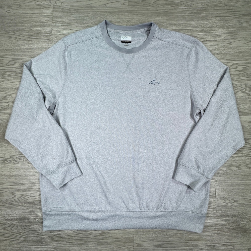 Greg Norman Mens Pullover Crew Neck Heather Gray XL‎ Shark Logo Golf Sweatshirt